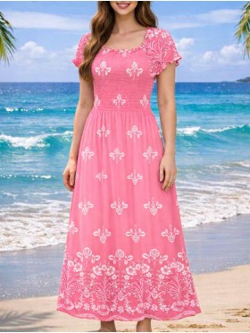 Floral Print Short Sleeved Summer Dress
